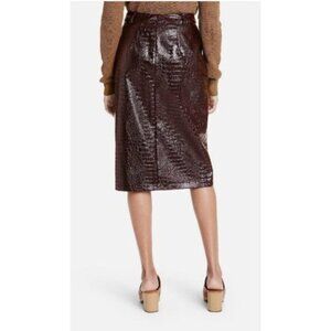 Rachel Comey X Target Dark Brown Faux Leather Snake Knee Length Pencil Skirt
